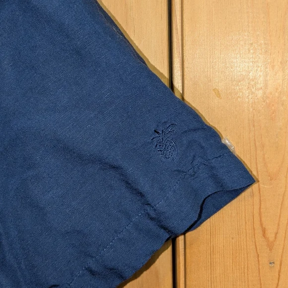 Cubavera Men's XL Shirt Striped Button Up Short Sleeve Camp Cuban Blue Linen - Picture 4 of 8